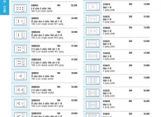 Bảng giá công tắc ổ cắm thiết bị điện sino mới nhất 2022