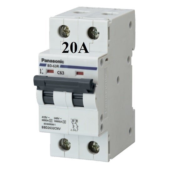 Mcb 2 tép 20a panasonic