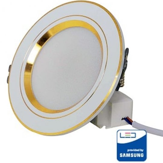 Đèn led âm trần 7w Rạng Đông viền vàng
