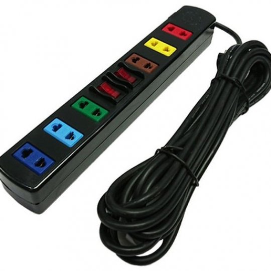 ổ cắm điện 6 ổ cắm 2 công tắc dây 5m LiOA 6S5W